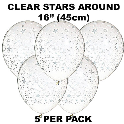 Clear Stars Around 45cm 5 pack