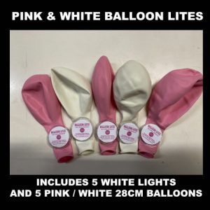 5 pack of pink and white balloon lites