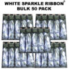 50 Bulk White Sparkle Ribbon 50 pack