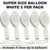 White Super Size 90cm balloons 5 pack