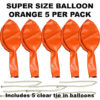 Orange Super Size 90cm balloons 5 pack