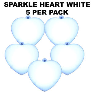 White Sparkle Hearts 5 pack