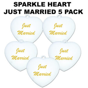 Just Married Sparkle Hearts 5 pack