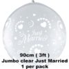90cm Clear Just married balloon 1 pk