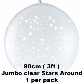 90cm Clear Stars around balloon 1 pk