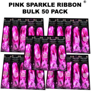 50 Bulk Pink Sparkle Ribbon 50 pack