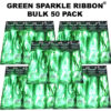 50 Bulk Green Sparkle Ribbon 50 pack