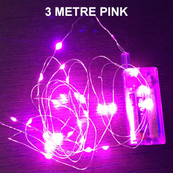 PINK 3 METRE COPPER WIRE LIGHTS